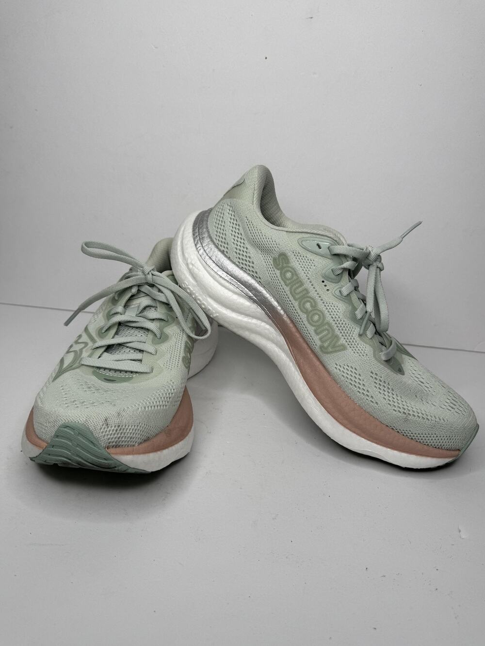 Saucony Ride 15 Running Shoes Womens Size 8.5 Green Mesh Sneakers Cushioned